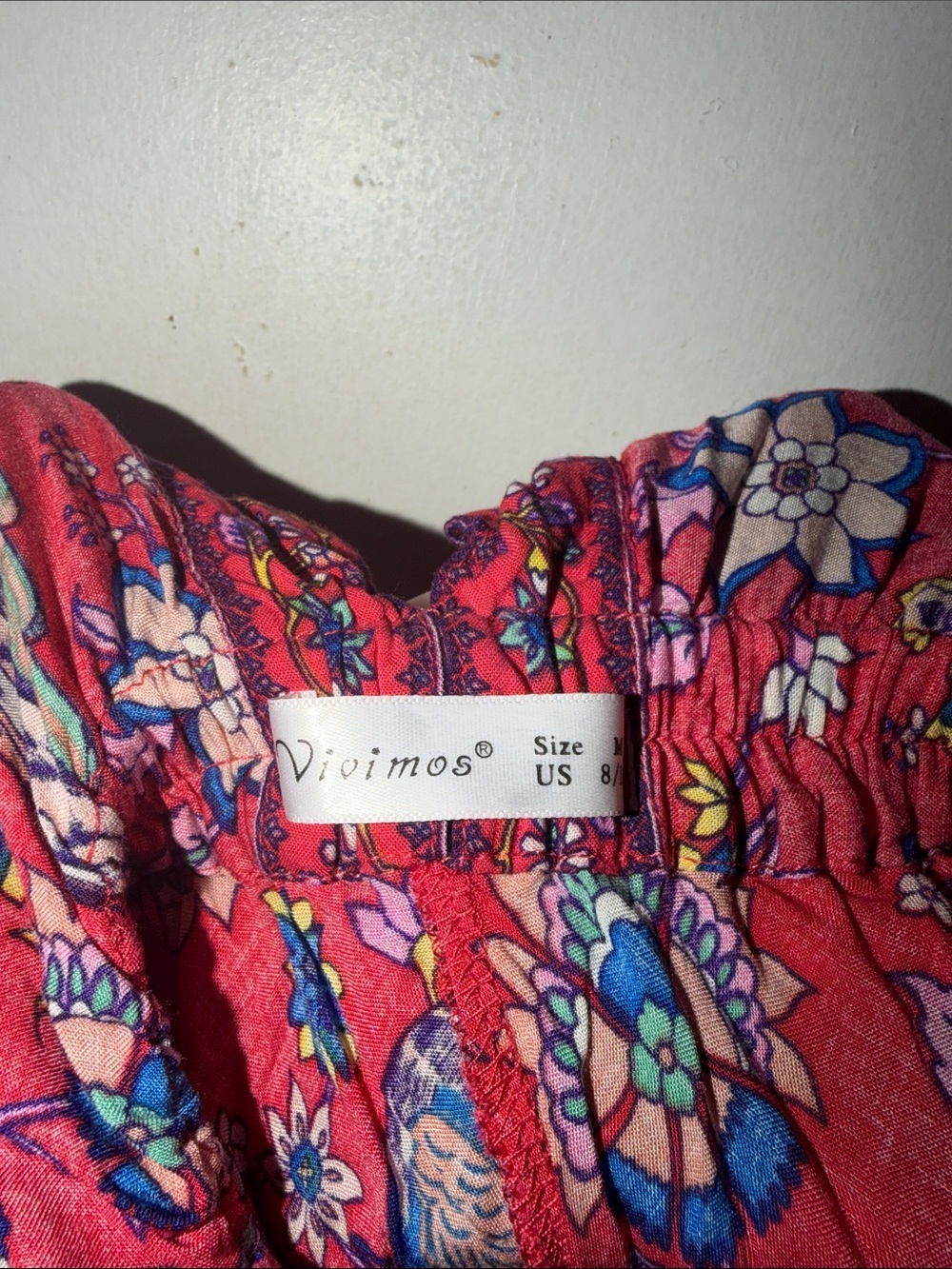 Red Floral Boho V-Neck Maxi Dress - Picture 2 of 4